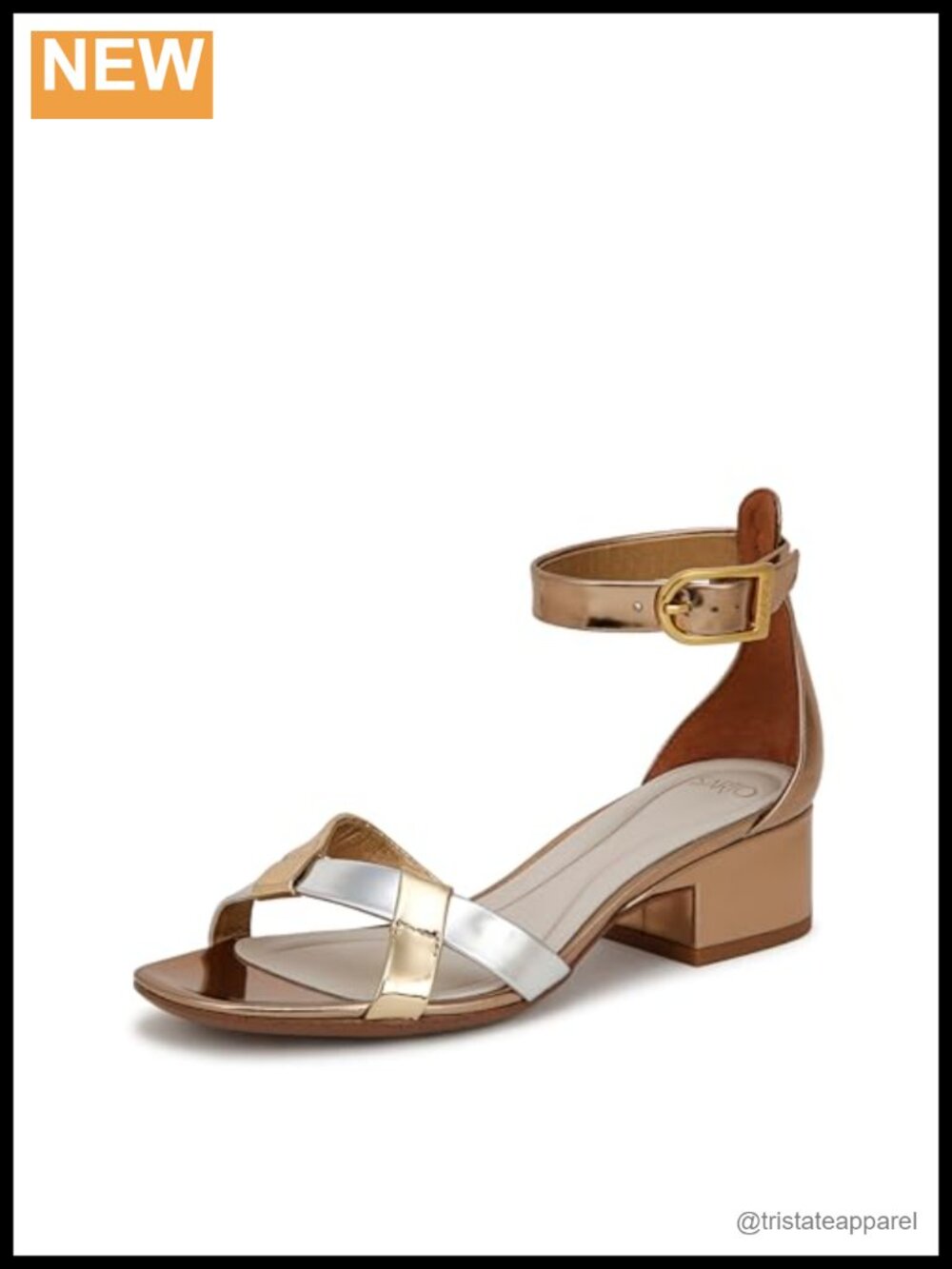 Franco Sarto Nerissa Leather Heeled Sandals Block Heel Ankle Strap Casual